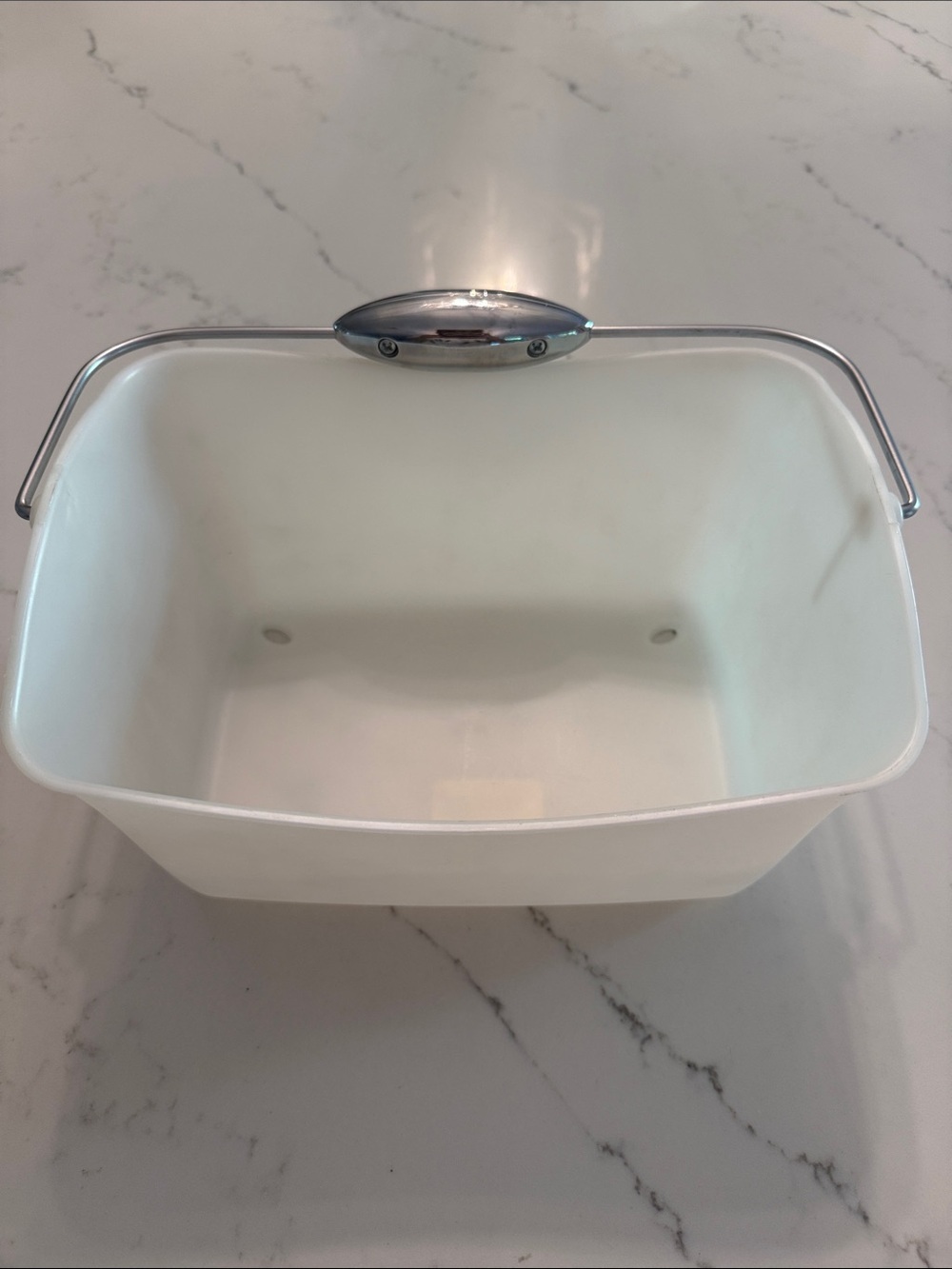 White Plastic Bath Caddy with Chrome Handle